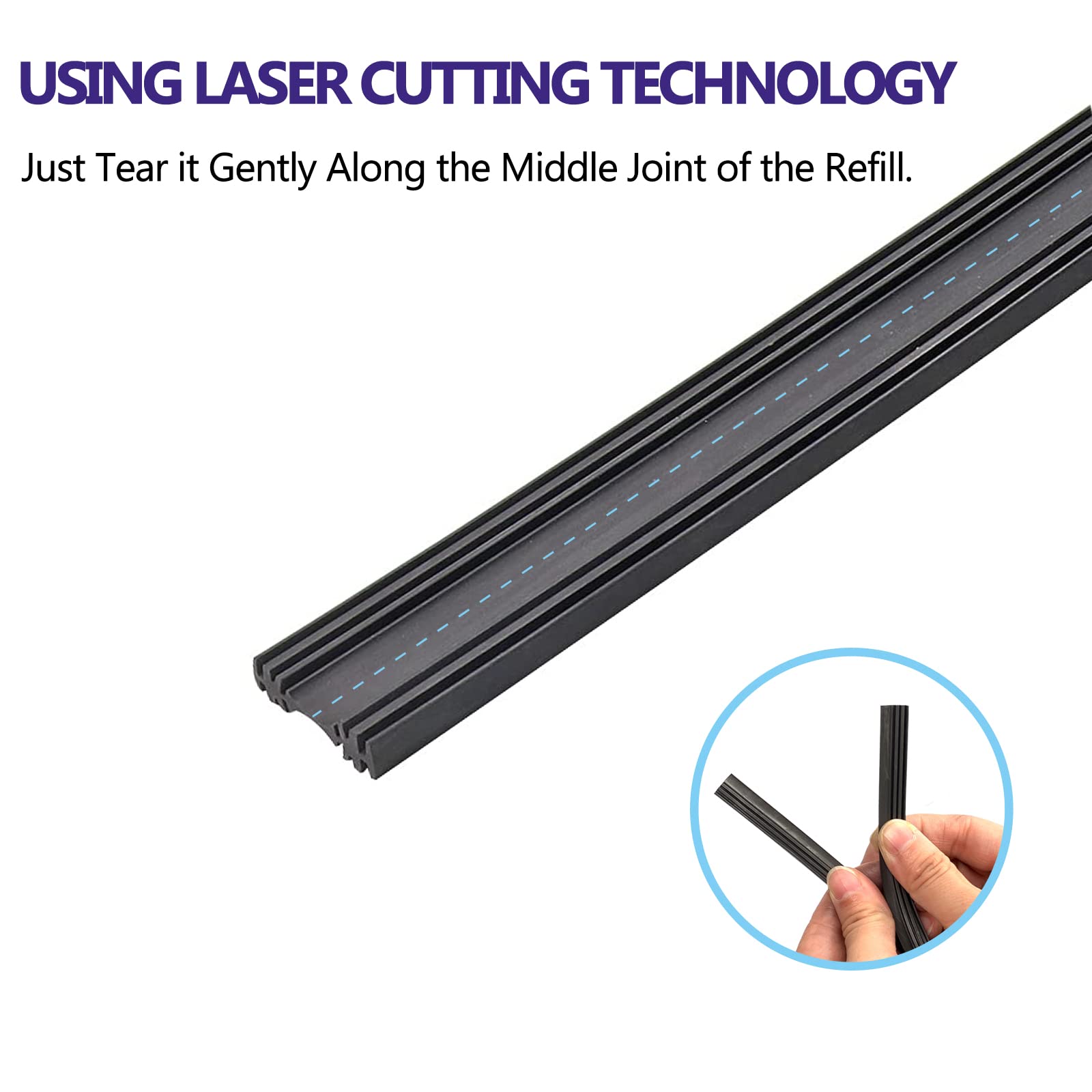 BEIGAON 28 Silicone Wiper Blade Refill - Replacement for Frameless Wipers, DIY Cut to Size, Pack of 2, 11mm Strip Height, 6mm Width